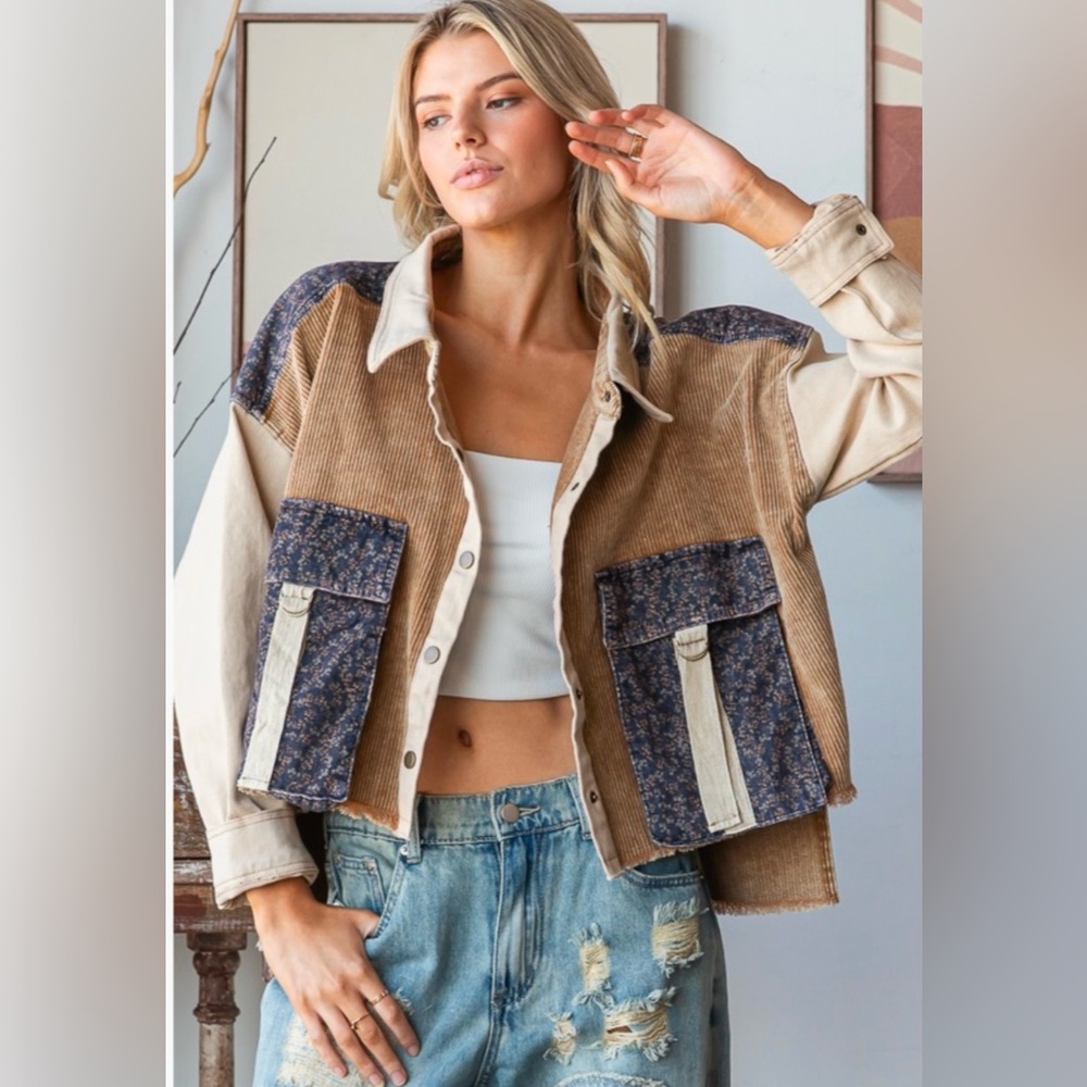 New Oli & Hali Corduroy Colorblock Shacketet
